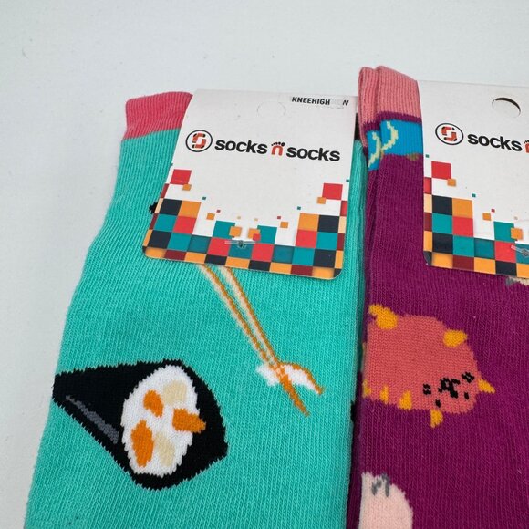 Socks n socks woman’s knee high graphic sushi fatty Cats Donuts bacon and eggs s - Picture 2 of 12